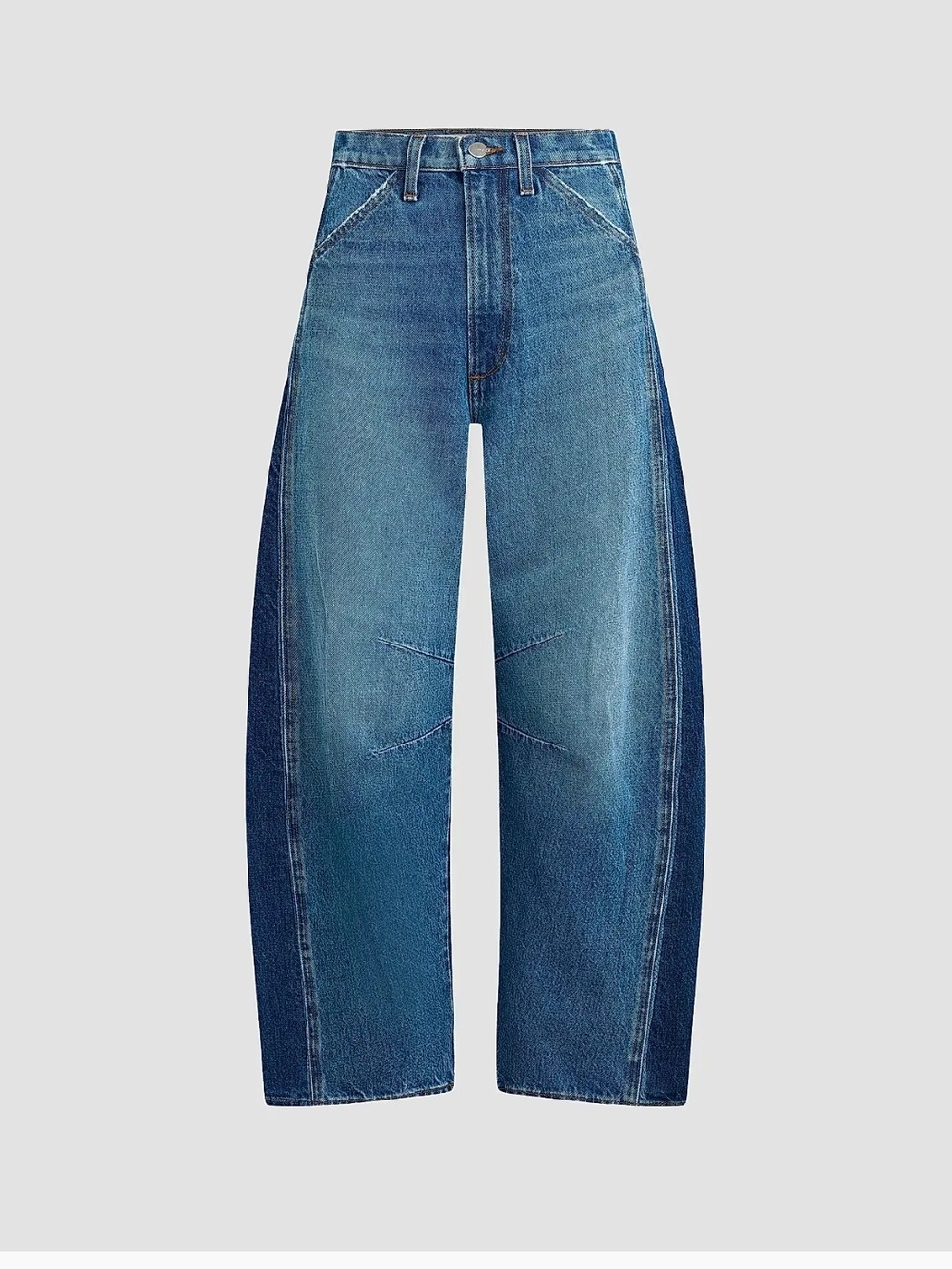 Joe's Jeans Two-Tone Blue Barrel-Leg Cropped Jeans